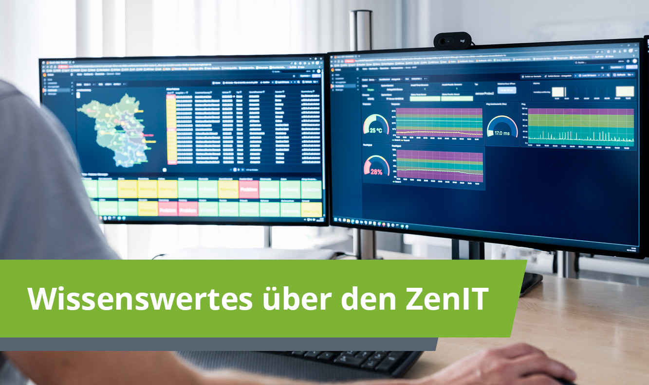Wissenswertes über den ZenIT, Bild zeigt Mitarbeiter beim Monitoring am Computer-Arbeitsplatz